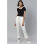 White Checked Trousers for Women - Angle 3