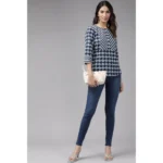 Generic Women's Casual 3/4 th Sleeve Floral Printed Cotton Top (Blue) - Image 3