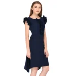 Generic Women's Cotton Blend Solid Sleeveless Dress (Blue) - Image 2