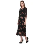 Generic Women's Cotton Blend Floral 3-4 Sleeve Dress (Black) - Image 5