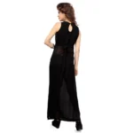 Generic Women's Cotton Blend Solid Sleeveless Maxi Dress (Black) - Image 2