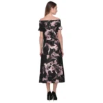 Generic Women's Cotton Blend Abstract Short Sleeves Dress (Black) - Image 2