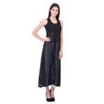 Generic Women's Cotton Blend Solid Sleeveless Dress (Black) - Image 3