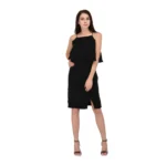 Black Cotton Blend Sleeveless Dress
