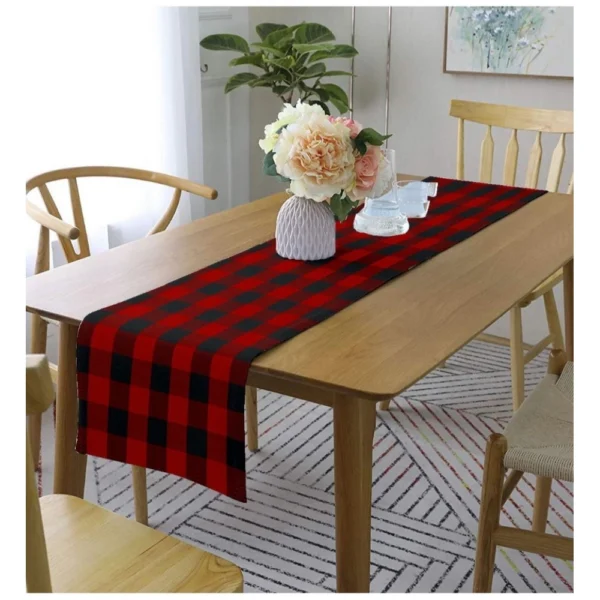 Generic Checked Cotton Table Runners (Red & Black)