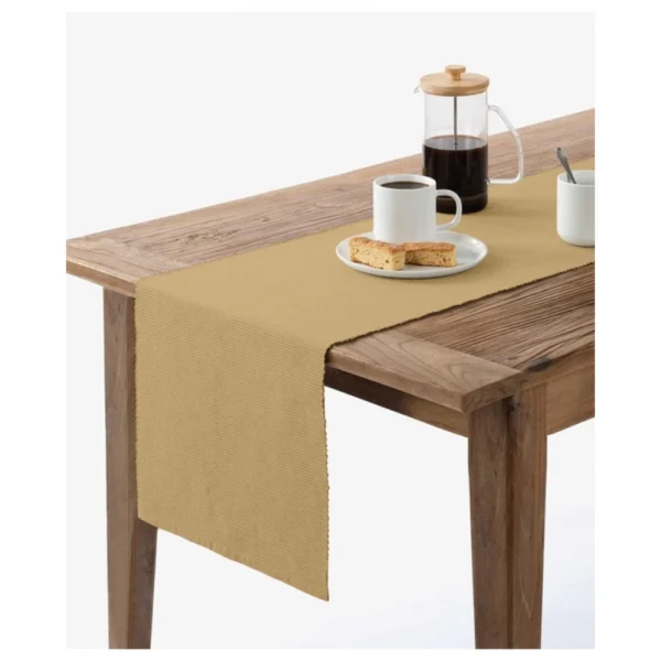 Generic Ribbed Cotton Table Runners (Beige)