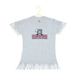 Grey Cotton Girls Printed T-Shirt