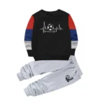 Black Cotton Boys T-Shirt Pant Set