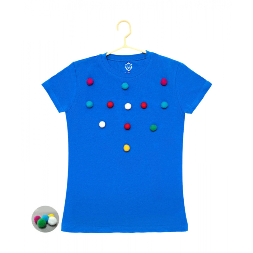 Royal Blue Cotton Girls T-Shirt