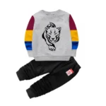 Grey Cotton Boys T-Shirt Pant Set