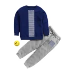 Navy Blue Cotton Boys T-Shirt Pant Set