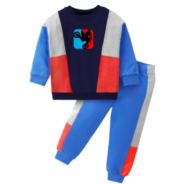 Blue Cotton Boys T-Shirt Pant Set