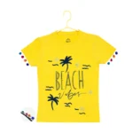 Yellow Cotton Girls Printed T-Shirt