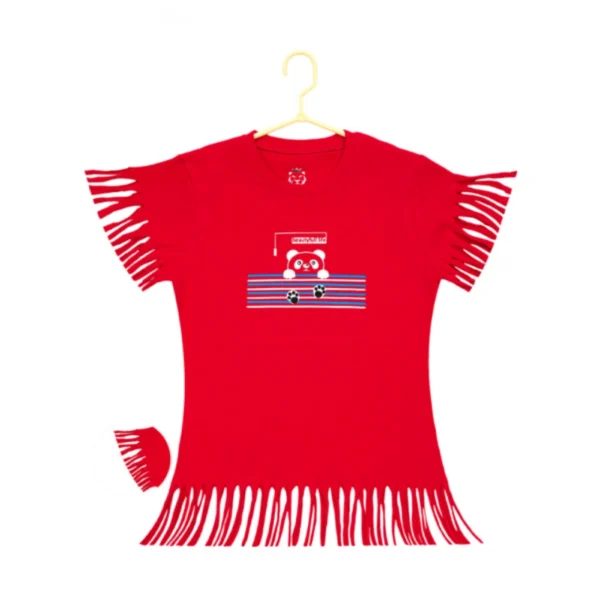 Red Cotton Girls Printed T-Shirt