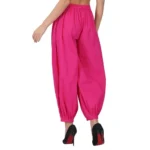 Generic Women's Casual Cotton Cambric Solid Elastic Waist Patiala Harem Pants (Pink) - Image 3