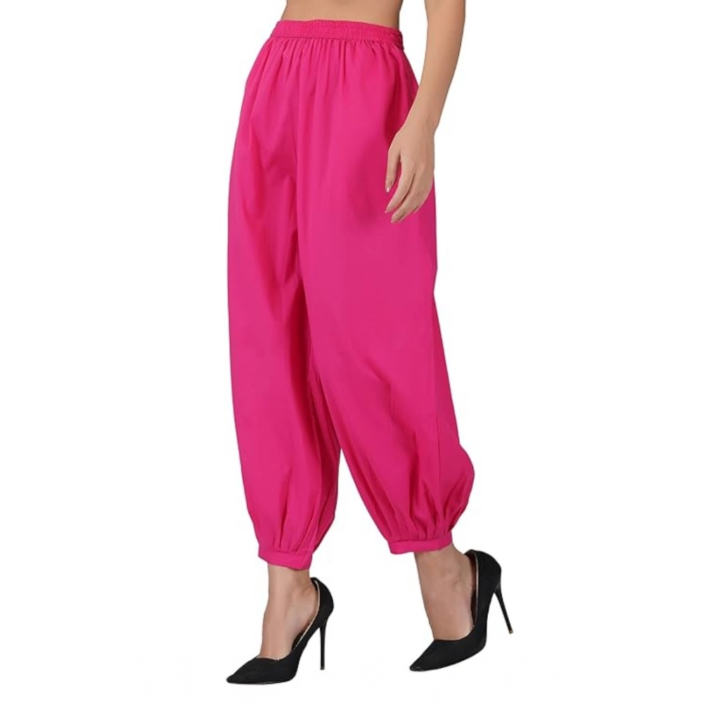 53660947947_8f8b98d8ea_o_d-1000x1000-1.webp Generic Women's Casual Cotton Cambric Solid Elastic Waist Patiala Harem Pants (Pink) - Image 1