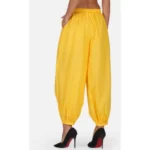 Generic Women's Casual Cotton Cambric Solid Elastic Waist Patiala Harem Pants (Yellow) - Image 3