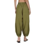 Generic Women's Casual Cotton Cambric Solid Elastic Waist Patiala Harem Pants (Green) - Image 3