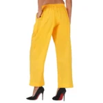 Generic Women's Casual Cotton Cambric Solid Elastic Palazzo Trousers (Yellow) - Image 3