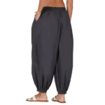 Generic Women's Casual Cotton Cambric Solid Elastic Patiala Harem Pants (Dark Grey) - Image 3