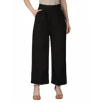 Generic Women's Casual Cotton Solid Pants (Black)