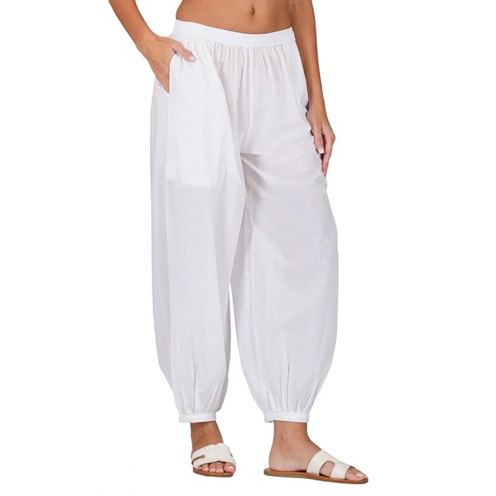 53662175069_50a7286f8a_o_d-1000x1000-1.webp Generic Women's Casual Cotton Cambric Solid Elastic Waist Patiala Harem Pants (White) - Image 1