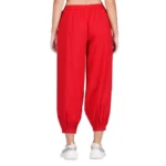 Generic Women's Casual Cotton Cambric Solid Elastic Waist Patiala Harem Pants (Red) - Image 3