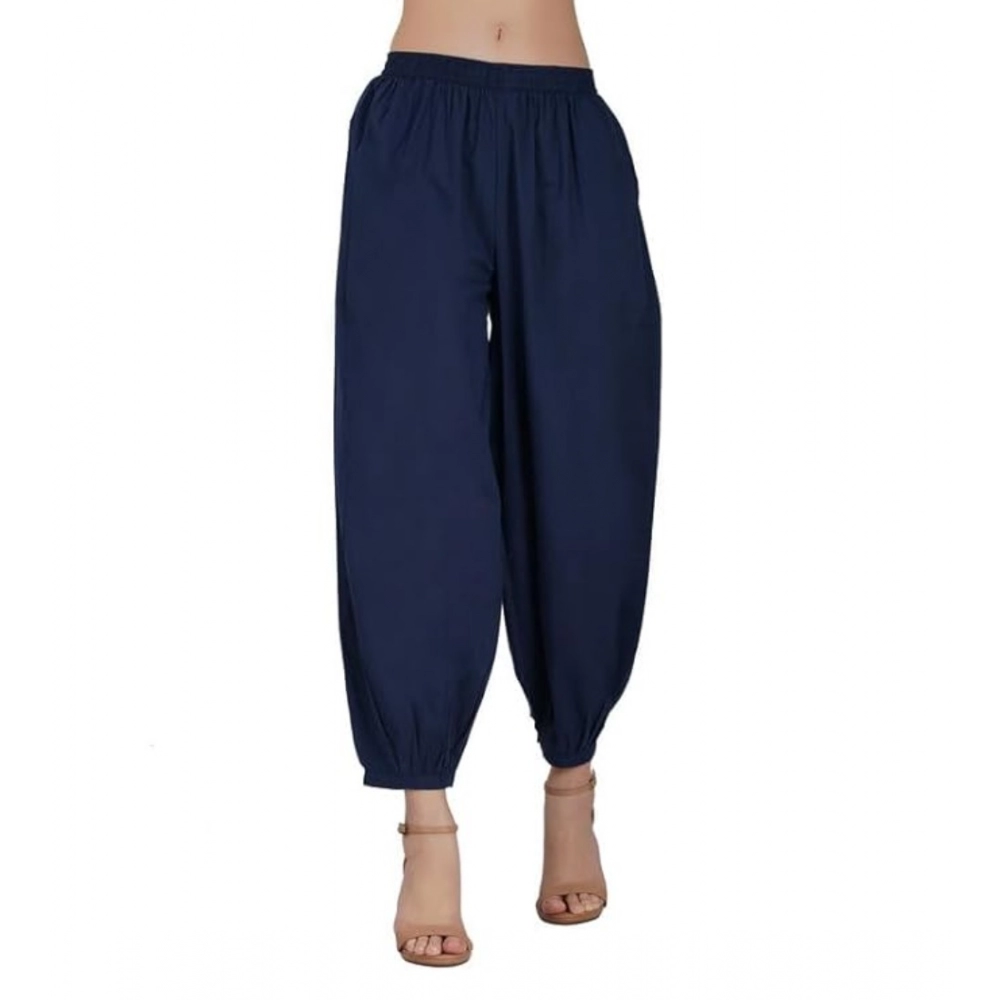 53662175134_7eb216b928_o_d-1000x1000-1.webp Generic Women's Casual Cotton Cambric Solid Elastic Waist Patiala Harem Pants (Navy Blue) - Image 1