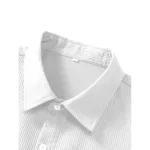 Generic Men's Casual Short Sleeve Striped Cotton Blended Shirt (White) - Image 4