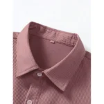 Generic Men's Casual Short Sleeve Striped Cotton Blended Shirt (Pink) - Image 4
