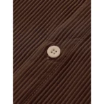 Generic Men's Casual Short Sleeve Striped Cotton Blended Shirt (Brown) - Image 2