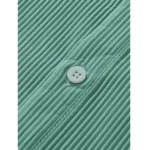 Generic Men's Casual Short Sleeve Striped Cotton Blended Shirt (Green) - Image 2