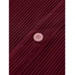 Generic Men's Casual Short Sleeve Striped Cotton Blended Shirt (Maroon) - Image 2