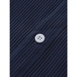 Generic Men's Casual Short Sleeve Striped Cotton Blended Shirt (Navy) - Image 2