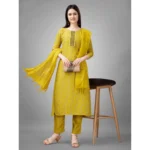 Yellow Rayon Kurti Set - Angle 4