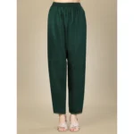 Generic Women's Casual 3-4 th Sleeve Embroidery Silk Blend Kurti Pant Dupatta Set (Dark Green) - Image 2