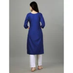 Generic Women's Casual 3-4 th Sleeve Embroidery Cotton Kurti (Blue) - Image 4
