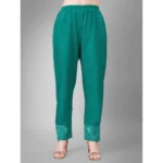 Generic Women's Casual 3-4 th Sleeve Embroidery Cotton Kurti Pant Dupatta Set (Rama) - Image 2