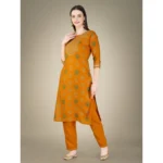 Yellow Cotton Kurti Set - Angle 2