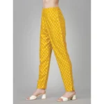 Generic Women's Casual 3-4 th Sleeve Embroidery Rayon Kurti Pant Set (Yellow) - Image 2