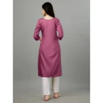 Generic Women's Casual 3-4 th Sleeve Embroidery Cotton Kurti (Purple) - Image 5