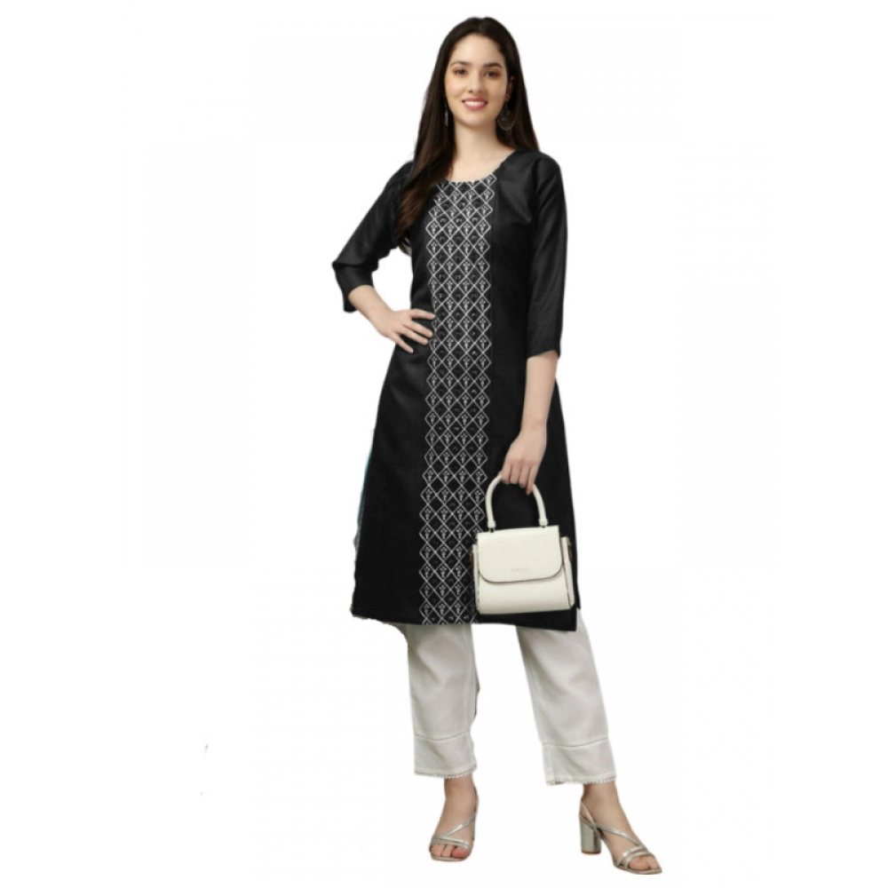 53694393197_7c2379d1f3_o_d-1000x1000-1.webp Generic Women's Casual 3-4 th Sleeve Embroidery Cotton Kurti (Black) - Image 1