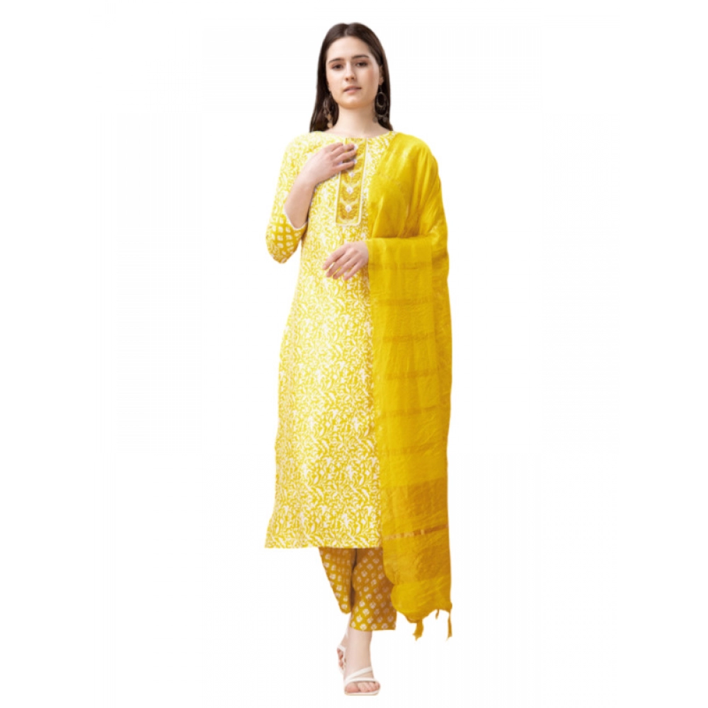 Yellow Rayon Kurti Set