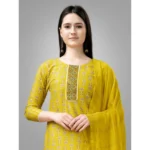 Yellow Rayon Kurti Set - Angle 5