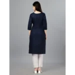 Generic Women's Casual 3-4 th Sleeve Embroidery Cotton Kurti (Dark Blue) - Image 5