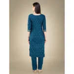Generic Women's Casual 3-4 th Sleeve Embroidery Cotton Kurti Pant Dupatta Set (Blue ) - Image 4