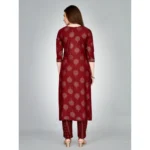 Generic Women's Casual 3-4 th Sleeve Embroidery Rayon Kurti Pant Set (Maroon) - Image 7