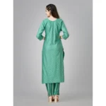 Generic Women's Casual 3-4 th Sleeve Embroidery Rayon Kurti Pant Set (Green) - Image 7