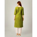 Generic Women's Casual 3-4 th Sleeve Embroidery Cotton Kurti Pant Set (Green) - Image 6