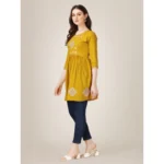Generic Women's Casual 3-4 th Sleeve Embroidered Rayon Tunic Top (Mustard) - Image 2